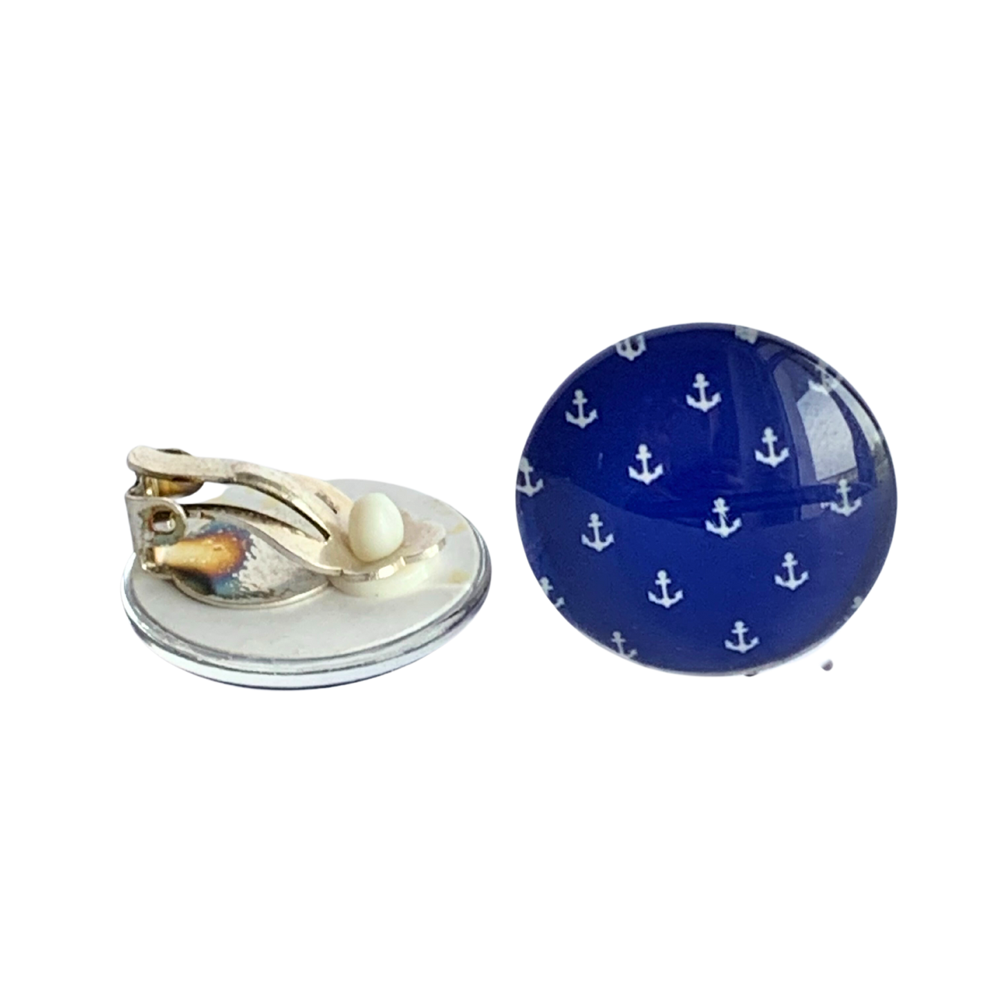 Ohrclips "Blue Anker"