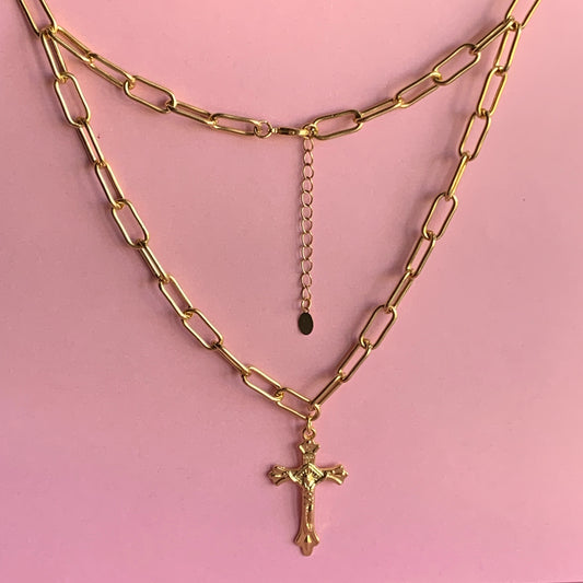 Kette  "Chain Cross"  Gold/Silber